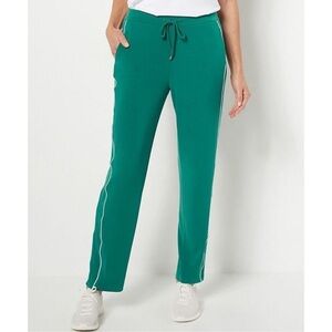 SUSAN GRAVER Liquid Knit Track Pants Stipe Emerald Green Women’s Medium